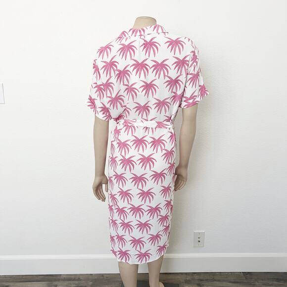 [Anthropologie] x Fabienne Chapot Pink Pretty Palms Boyfriend Cara Dress NWT 12 - Picture 3 of 11